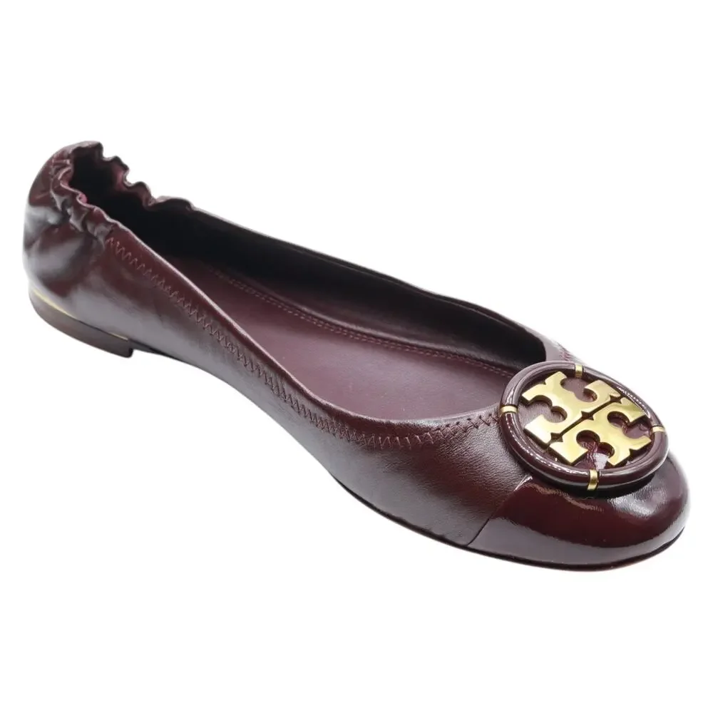 TORY BURCH MULTI LOGO CAP-TOE BALLET DEEP BERRY/DEEP BERRY 9 M
